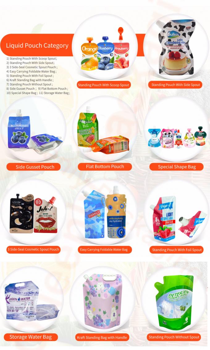 Flat Bottom Χυμός Packaging Pouch Εθιμοized Odorless Leakproof 6