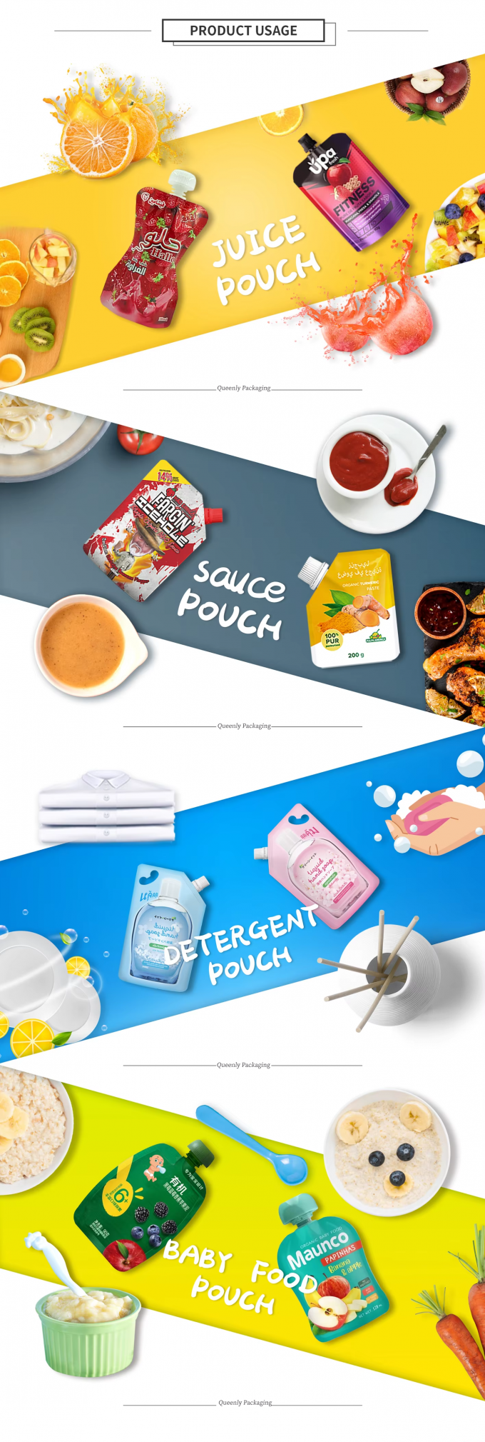 Flat Bottom Χυμός Packaging Pouch Εθιμοized Odorless Leakproof 8